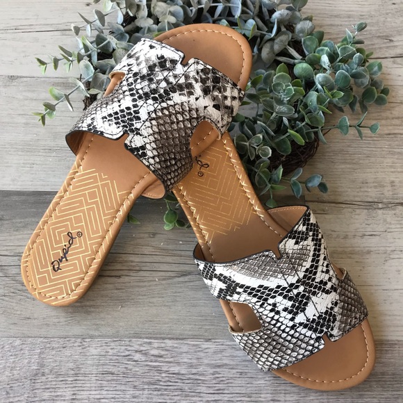 Four Hearts Boutique Shoes - 🐍 Python print slip on sandals 🐍